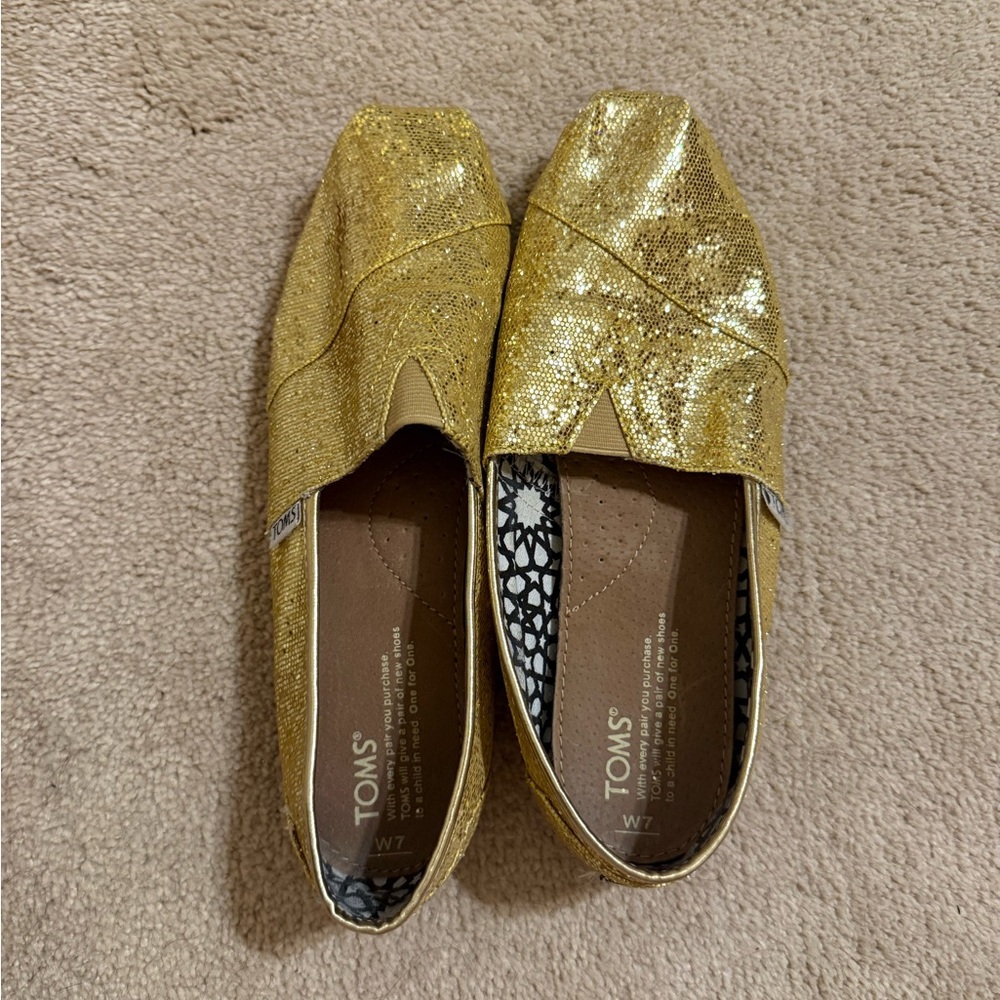 Toms Women’s Gold Sequin Slip-On Flats
